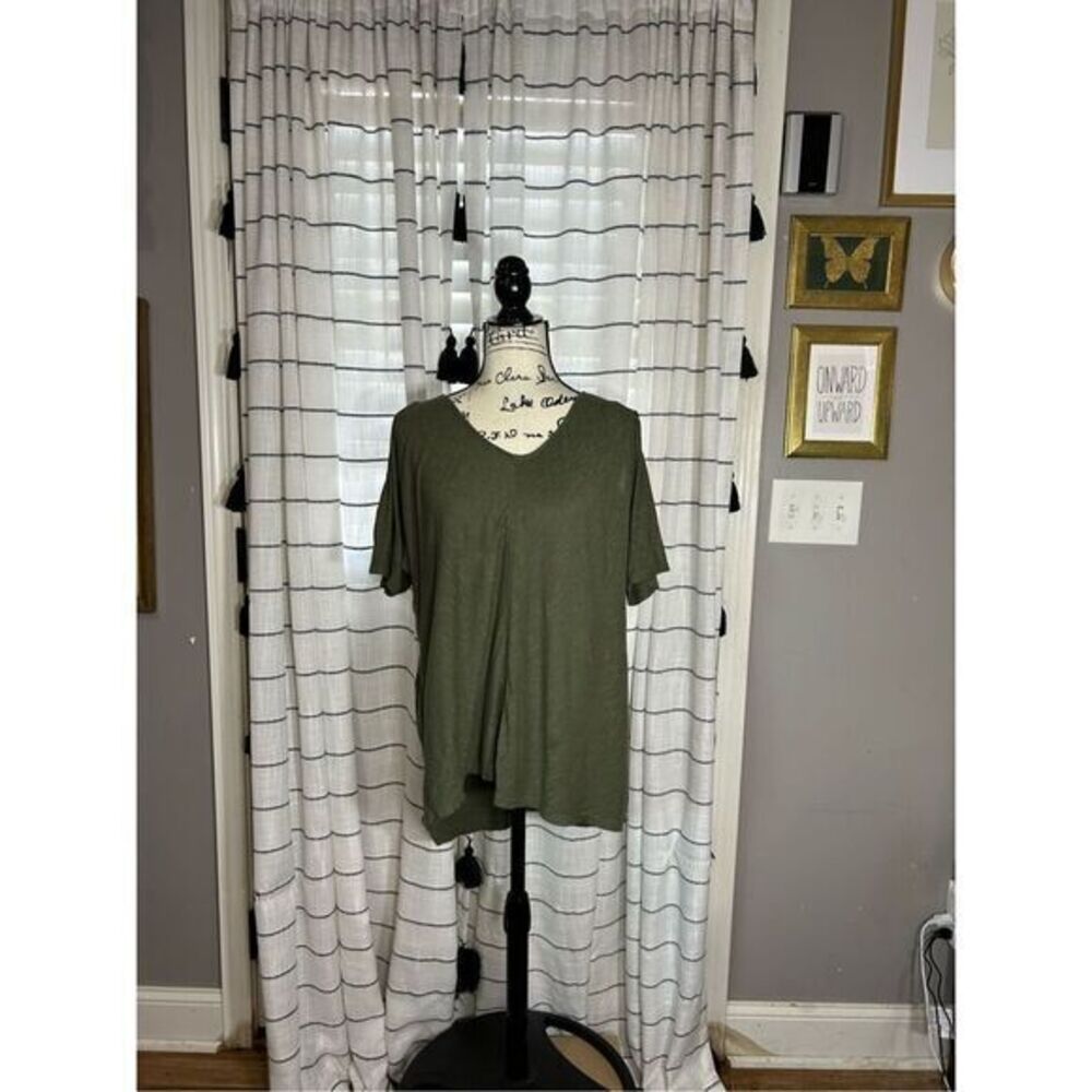 Calvin Klein Jeans Olive Green Cold Shoulder Top Size XL